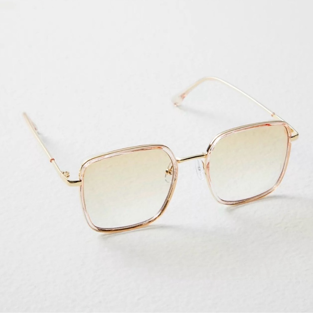 Free People Gold Square Sunglasses